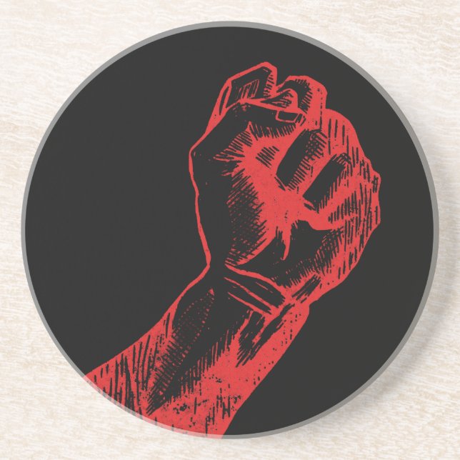 Big Red Raised Defiant Fist Coaster (Front)