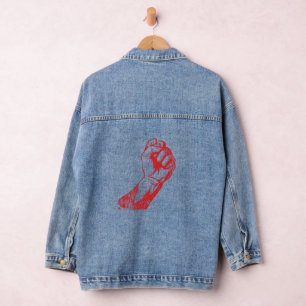 Big Red Raised Defiant Fist Denim Jacket