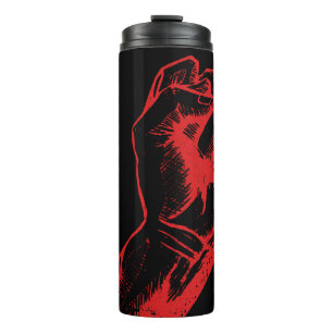 Big Red Raised Defiant Fist Thermal Tumbler