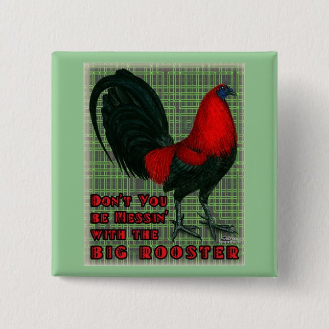 Big Red Rooster 15 Cm Square Badge (Front)