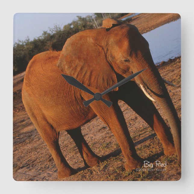 Big Red Square Wall Clock (Front)