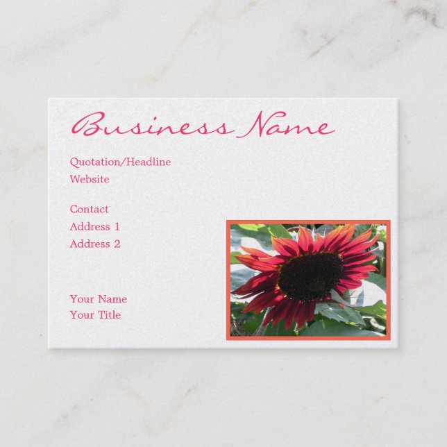 Big Red Sunflower Business Card (Front)