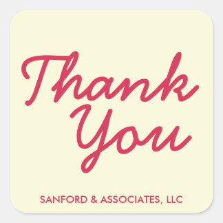 Big red Thank You in cursive business etiquette Square Sticker