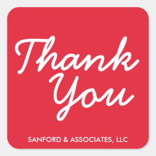 Big red Thank You in cursive business etiquette Square Sticker