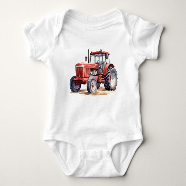 Big Red Tractor, Boy and Girl Baby Gift Bodysuit (Front)