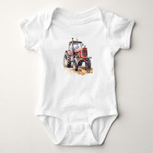 Big Red Tractor, Farm, Boy Baby Bodysuit