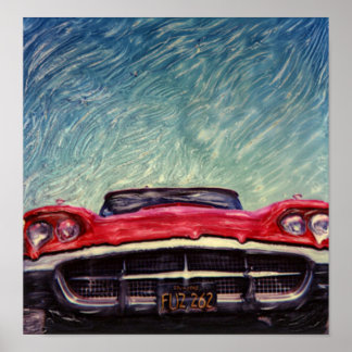 Big Red Vintage Car Poster