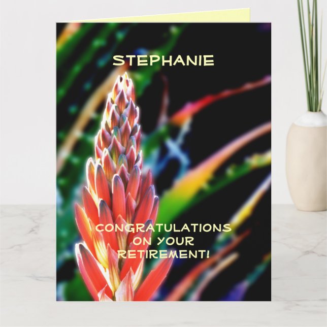 BIG Retirement Congratulations, JUMBO, Exotic Aloe Card (Front)