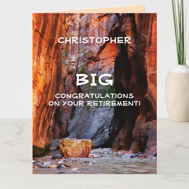 BIG Retirement Congratulations JUMBO, Zion Narrows Card (Front)