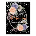Big Retirement Peony Rose Floral Black Card