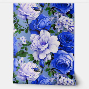 Big Retro Blue Rose Flower Wallpaper