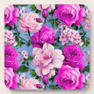 Big Retro Purple Rose Flower Coaster