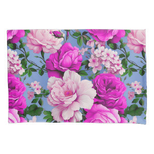 Big Retro Purple Rose Flower Pillowcase