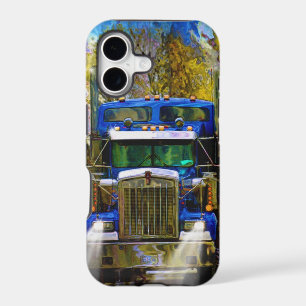 Big Rig Blue Lorry Heavy Transport Trucker Art