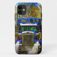 Big Rig Blue Lorry Heavy Transport Trucker Art