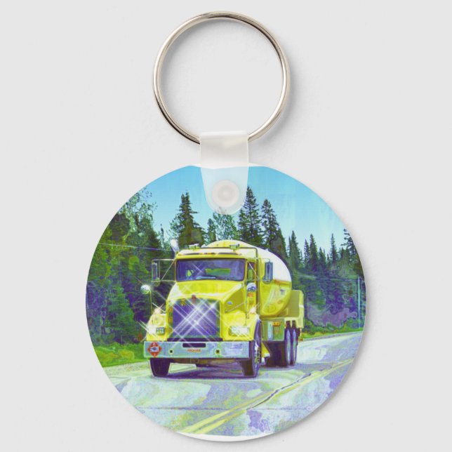 BIG RIG FREIGHT TRUCK LOVERS Art Key Ring (Front)