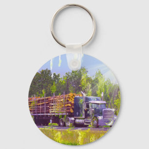 BIG RIG FREIGHT TRUCK LOVERS Art Key Ring