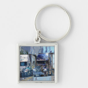 BIG RIG FREIGHT TRUCK LOVERS Art Key Ring