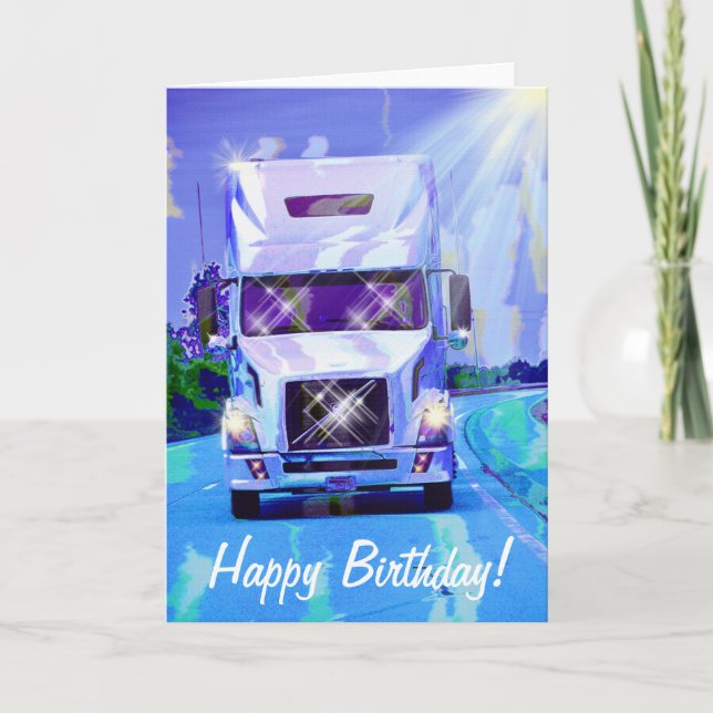 Big Rig Heavy Transport Truck-lover Birthday Card (Front)
