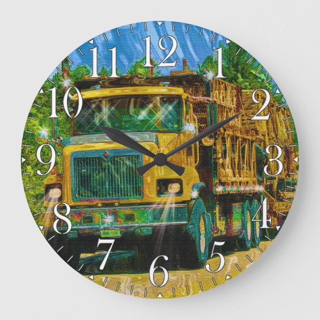 Big Rig, Heavy Transport Vehicle, Truck Large Clock (Front)
