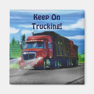 Big Rig Red Cargo Truck for Kids and Truckers Magnet