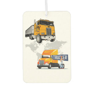Big Rig Semi Truck and Trucker Vector Illustration Car Air Freshener