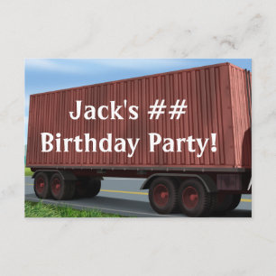 Big Rig Semi Truck Birthday Party Invitations