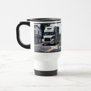 Big Rig White Freight Lorry for Truckers & Kids Travel Mug