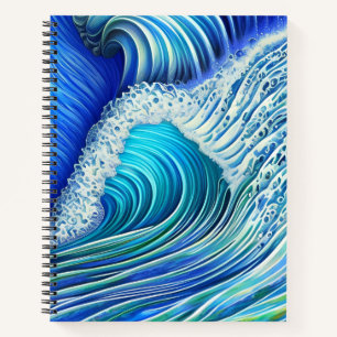 Big Ripple Blue Wave   Summer Blue Ocean Wave Hang Notebook