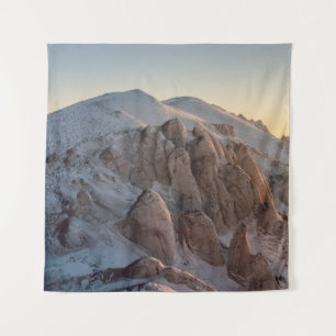 BIG ROCK FORMATIONS COVERED WITH SNOW TAPESTRY