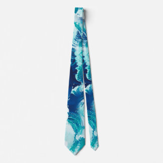 Big rushing sea or ocean waves design tie