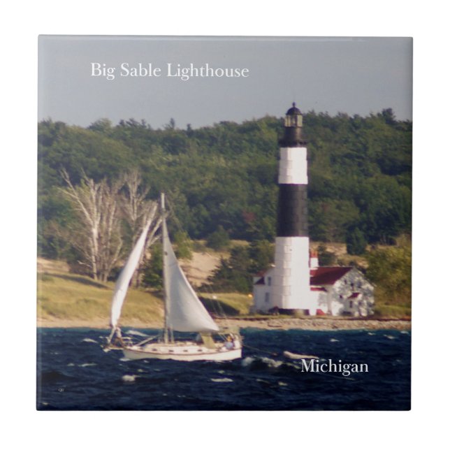 Big Sable Lighthouse and boat tile (Front)