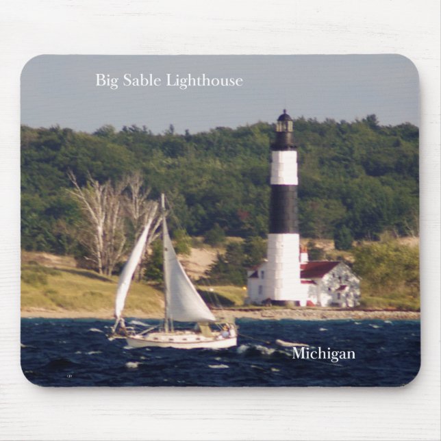 Big Sable Lighthouse & Boat mousepad (Front)
