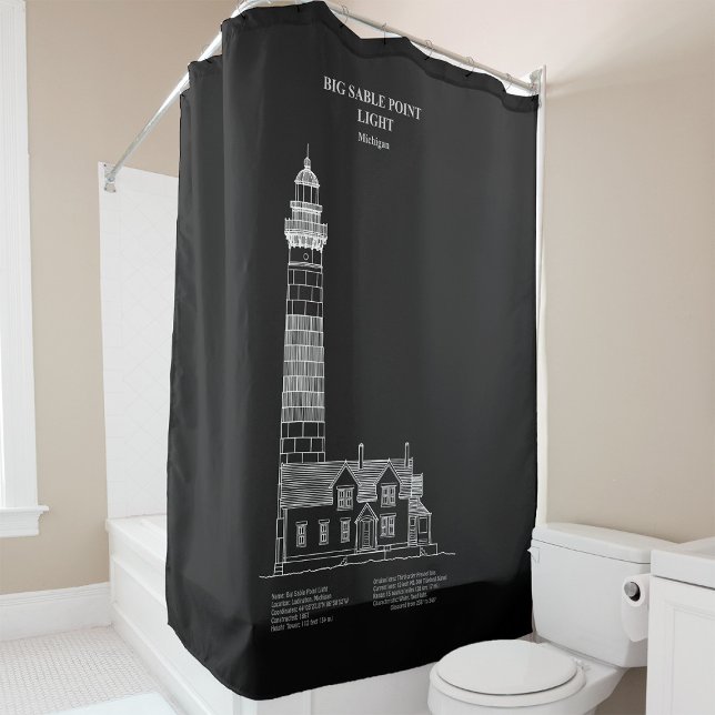 Big Sable Point Lighthouse - Michigan – PD Shower Curtain (Big Sable Point Lighthouse - Michigan – PD. Shower Curtain)