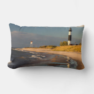 Big Sable Point Lighthouse On Lake Michigan 2 Lumbar Cushion