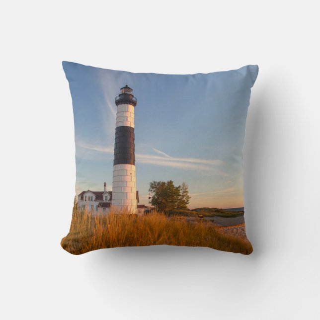 Big Sable Point Lighthouse On Lake Michigan 3 Cushion (Front)
