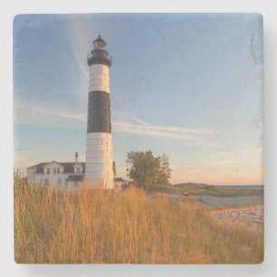 Big Sable Point Lighthouse On Lake Michigan 3 Stone Coaster