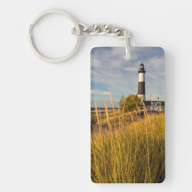 Big Sable Point Lighthouse On Lake Michigan Key Ring (Front)