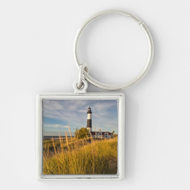 Big Sable Point Lighthouse On Lake Michigan Key Ring (Front)