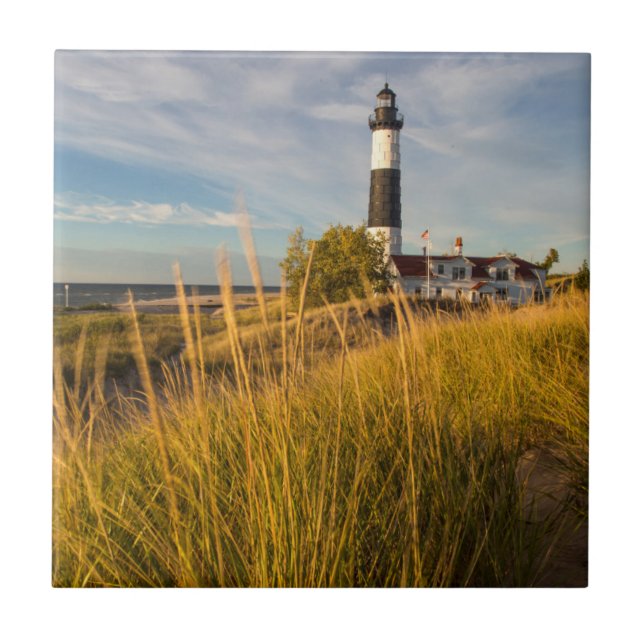 Big Sable Point Lighthouse On Lake Michigan Tile (Front)