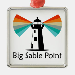 Big Sable Point Lighthouse Rainbow Metal Tree Decoration