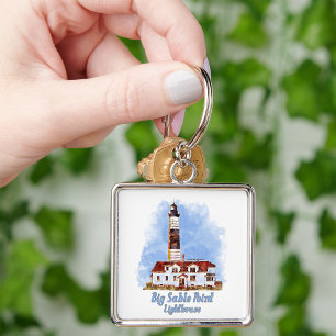 Big Sable Point Lighthouse Watercolor - Michigan Key Ring