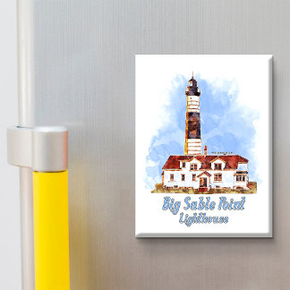 Big Sable Point Lighthouse Watercolor - Michigan Magnet