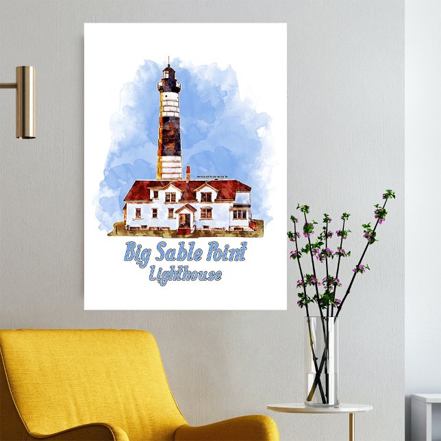 Big Sable Point Lighthouse Watercolor - Michigan Photo Print (Creator Uploaded)