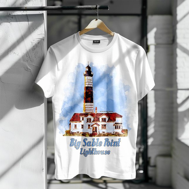 Big Sable Point Lighthouse Watercolor - Michigan T-Shirt (Creator Uploaded)