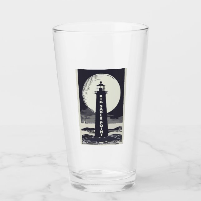 Big Sable Point Michigan Lighthouse Moon Glass (Front)
