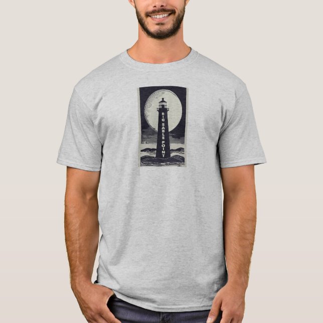 Big Sable Point Michigan Lighthouse Moon T-Shirt (Front)