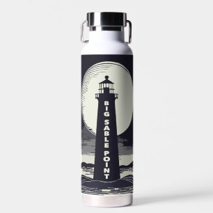 Big Sable Point Michigan Lighthouse Moon Water Bottle