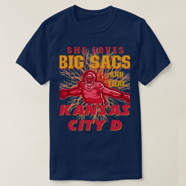 Big Sacs Defence Tailgating Kansas City Chiefs  Re T-Shirt (Design Front)