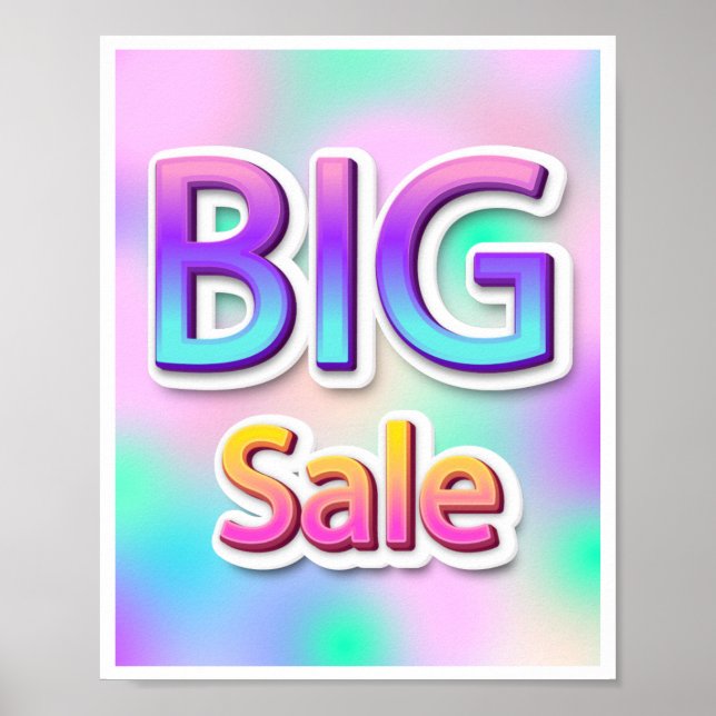 Big Sale Script   Logo  Garage Yard Holograph Poster (Front)